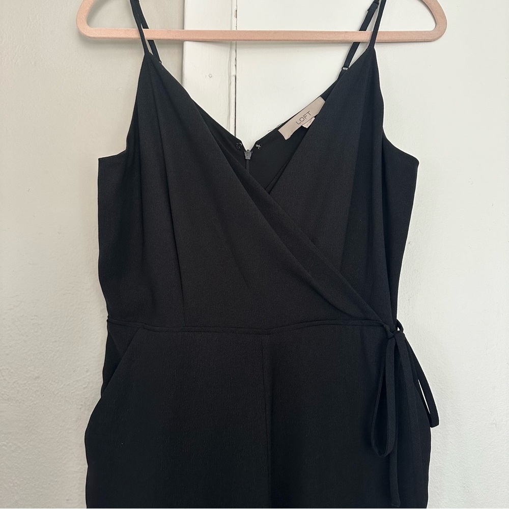 LOFT Black V-neck Jumpsuit Size 2 Wide legs